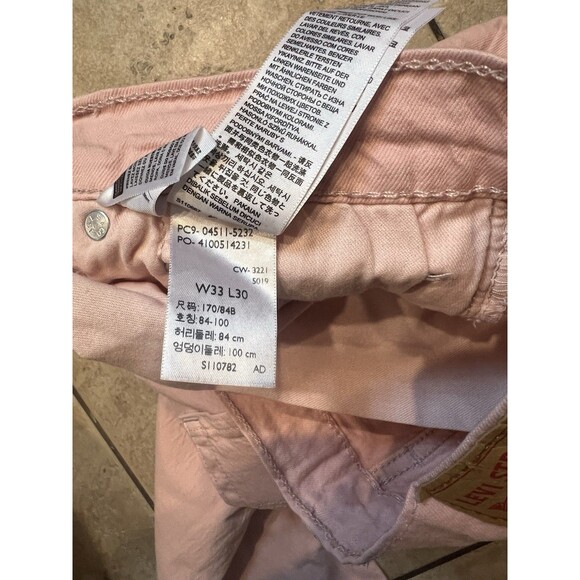 Levis Jeans Mens 33x30 Pink Slim Fit Low Rise Rose Denim Pants Acid Wash Stretch - Picture 6 of 7